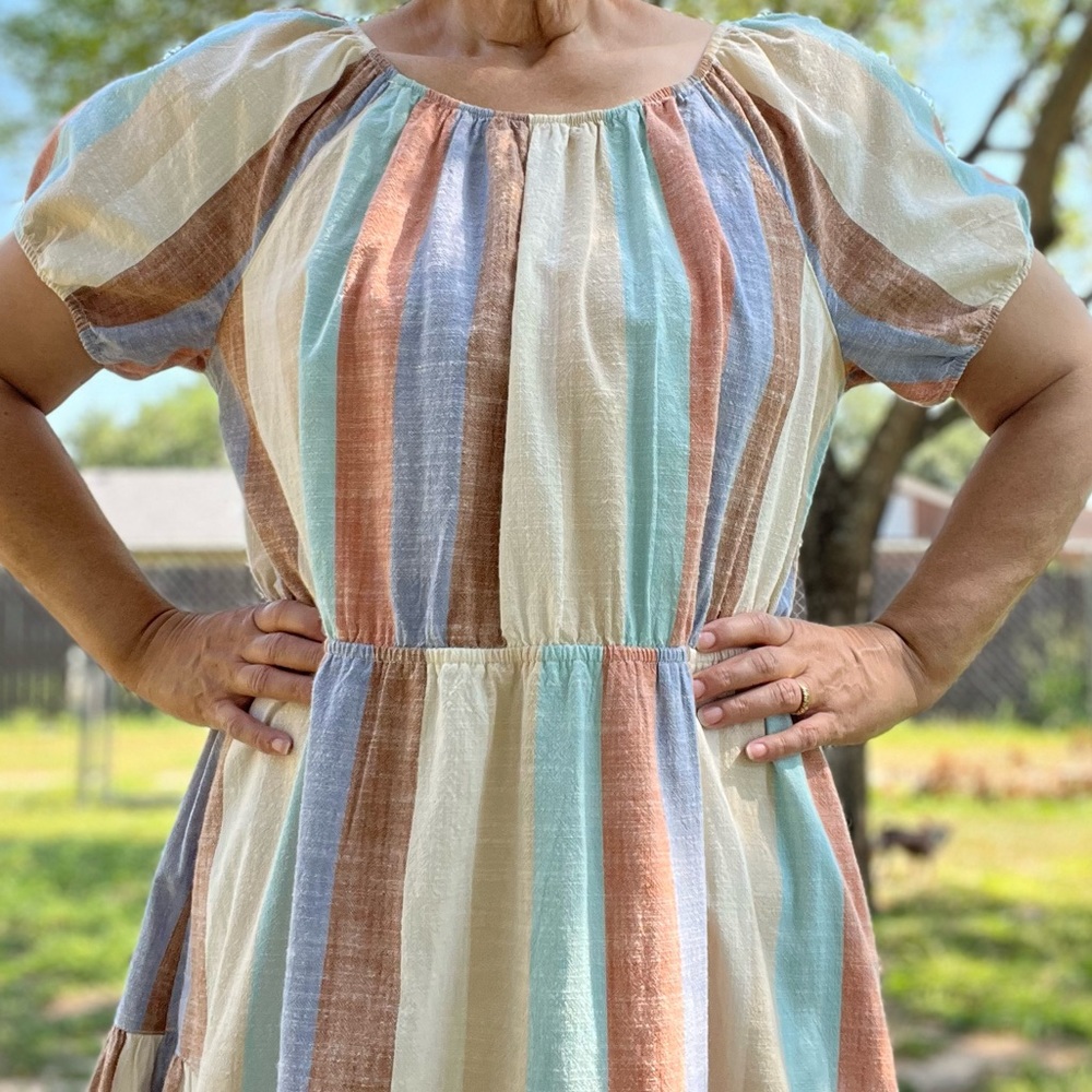 Cotton Dress Tiered Size L - Picture 2 of 9